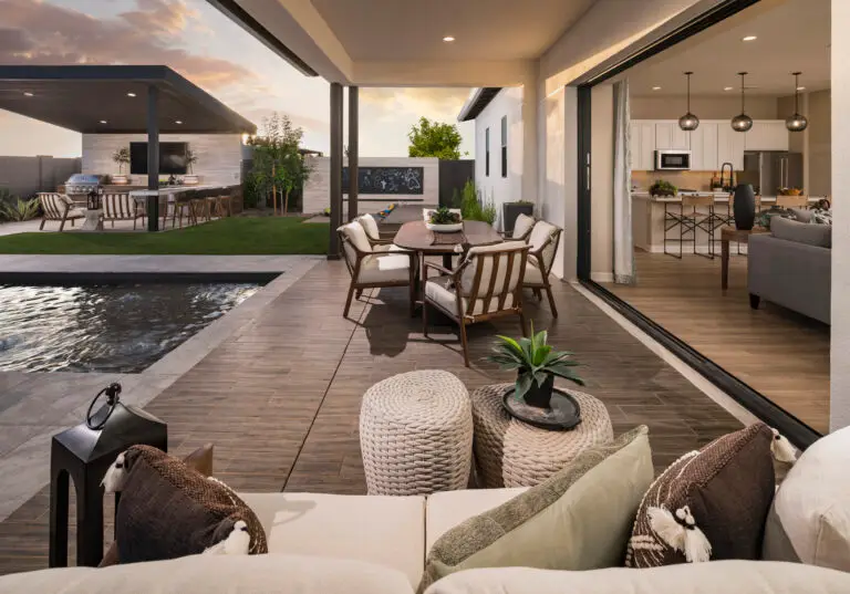 Backyard design with indoor/outdoor fusion.