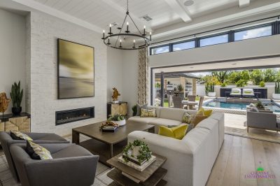 Custom backyard design with seamless indoor/outdoor design fusion.